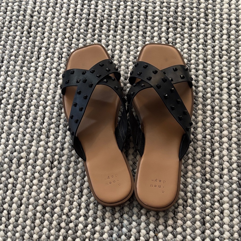 a new day Black Studded Sandals